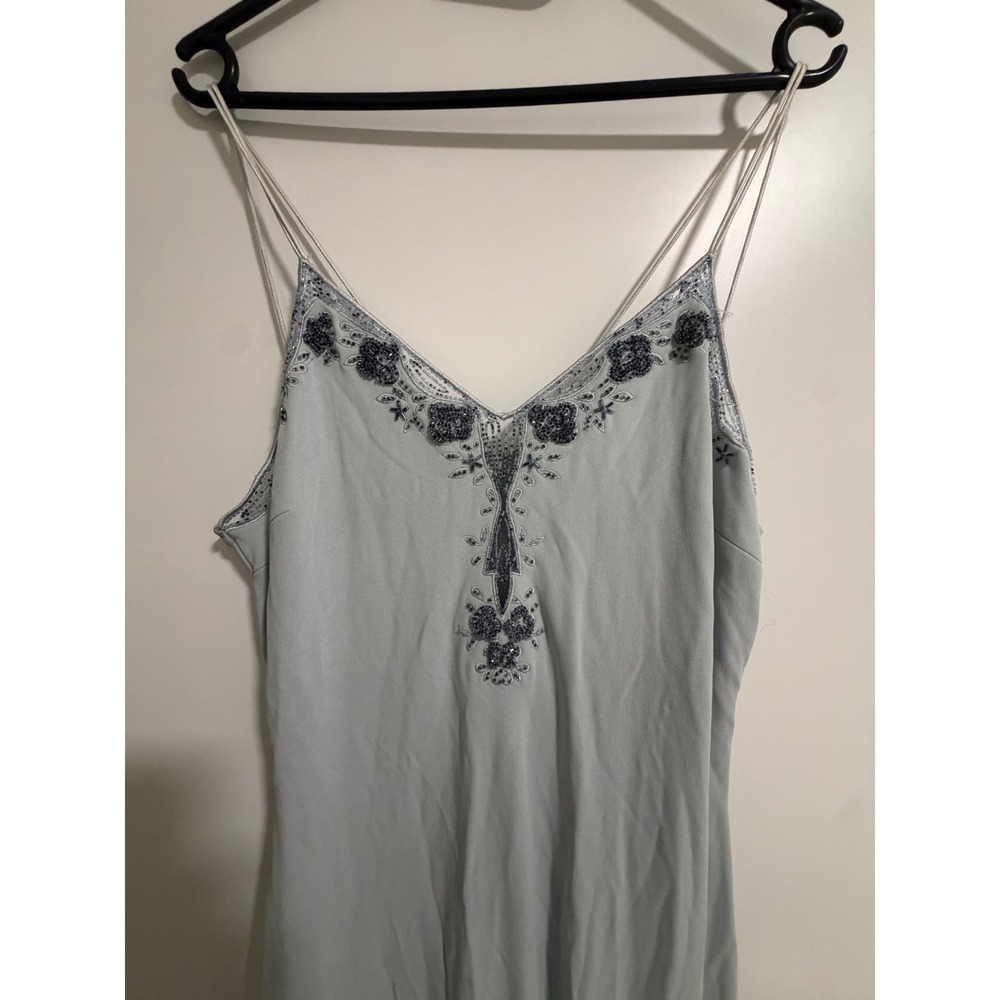 Rimini by Shaw Vintage Y2K Beaded Maxi Dress Blue Fairy Ethereal Size 10